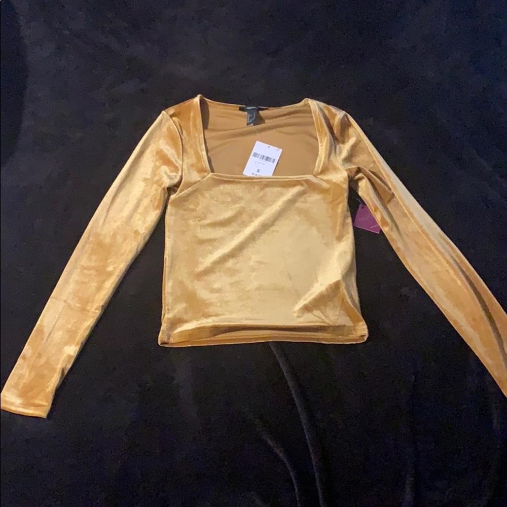 Mustard yellow velvet material NWT never worn